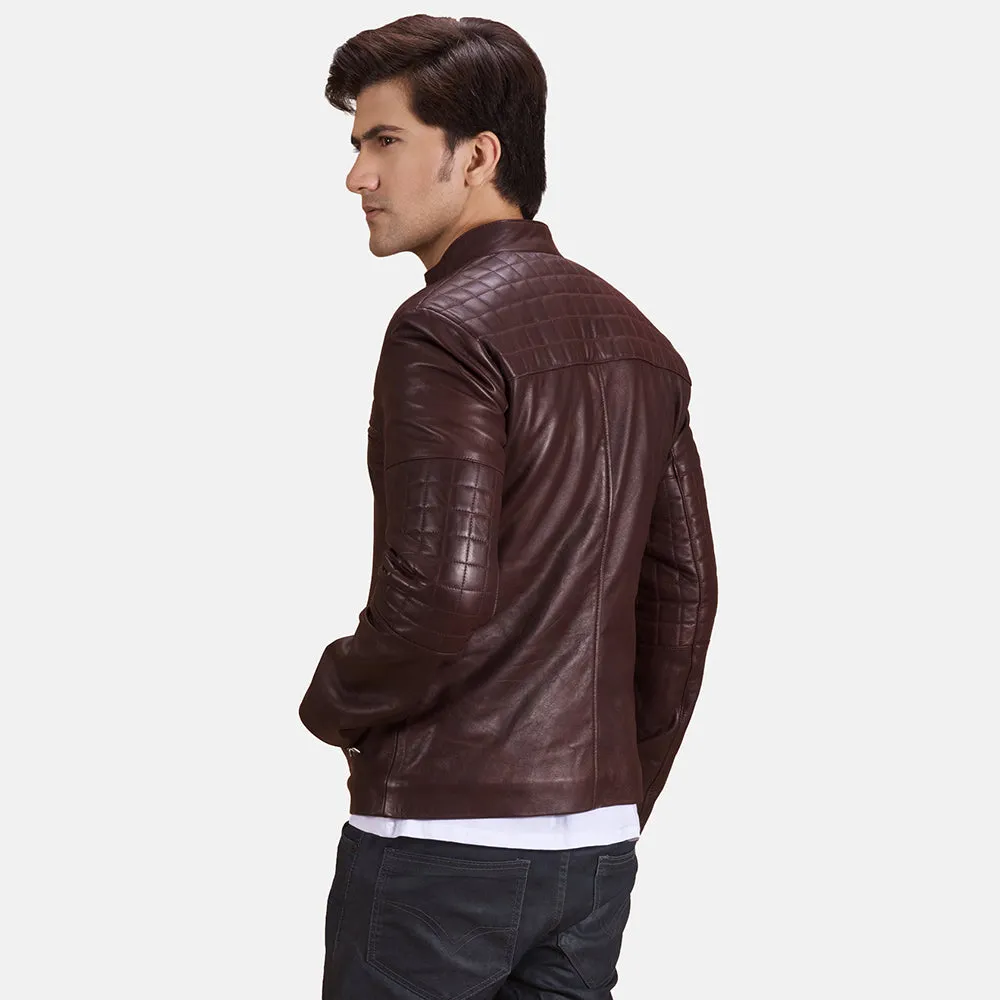 Quilted Regal Maroon Leather Biker's Jacket