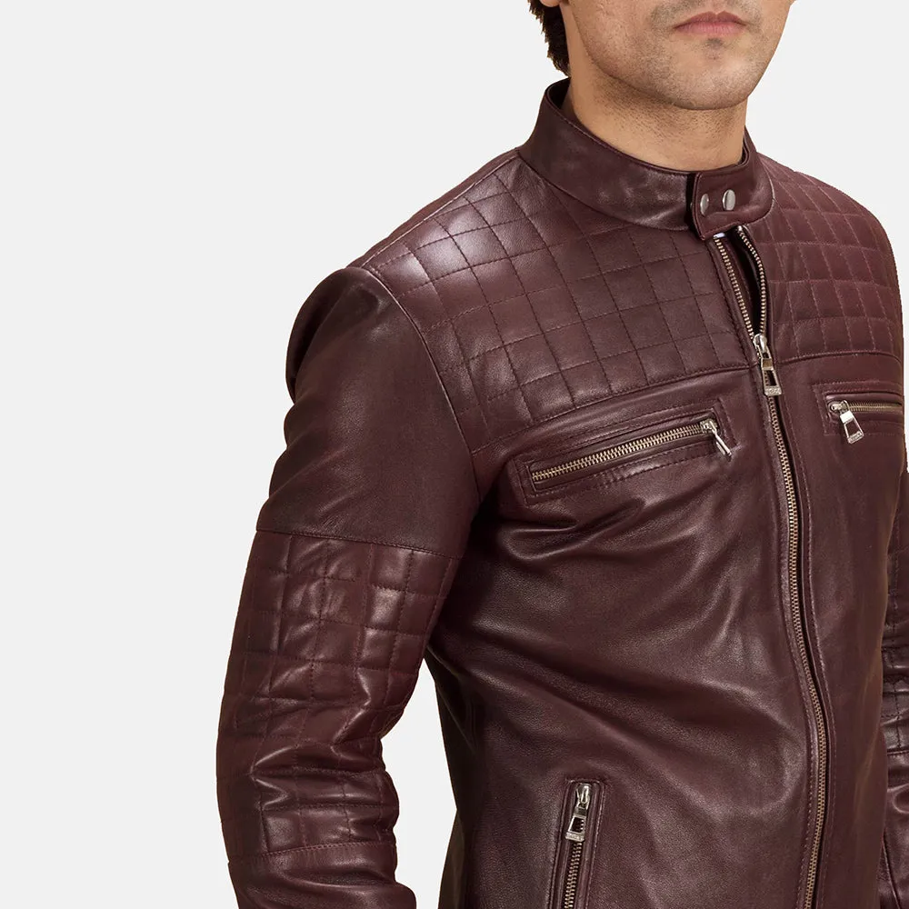 Quilted Regal Maroon Leather Biker's Jacket