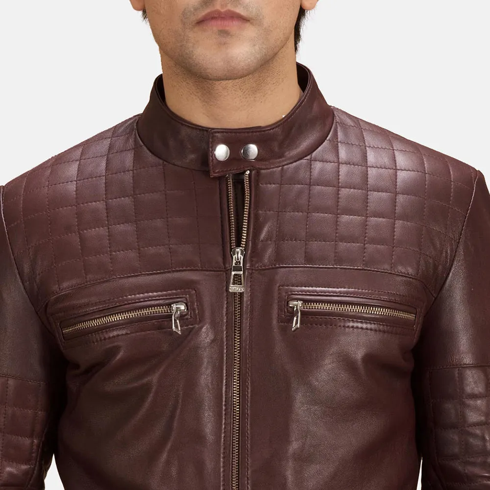Quilted Regal Maroon Leather Biker's Jacket