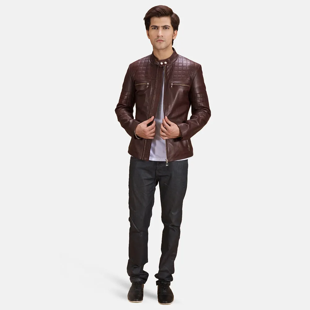 Quilted Regal Maroon Leather Biker's Jacket