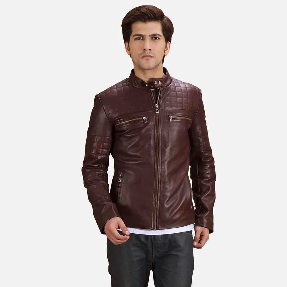 Quilted Regal Maroon Leather Biker's Jacket