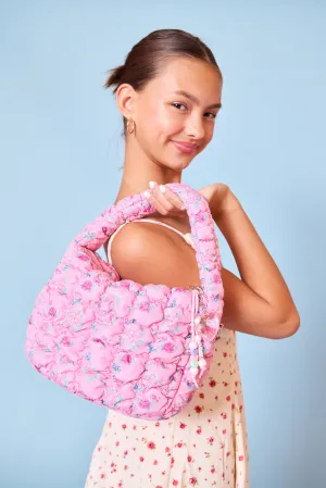 Quilted Scrunchies Floral Printed Mini Hobo Crossbody Bag