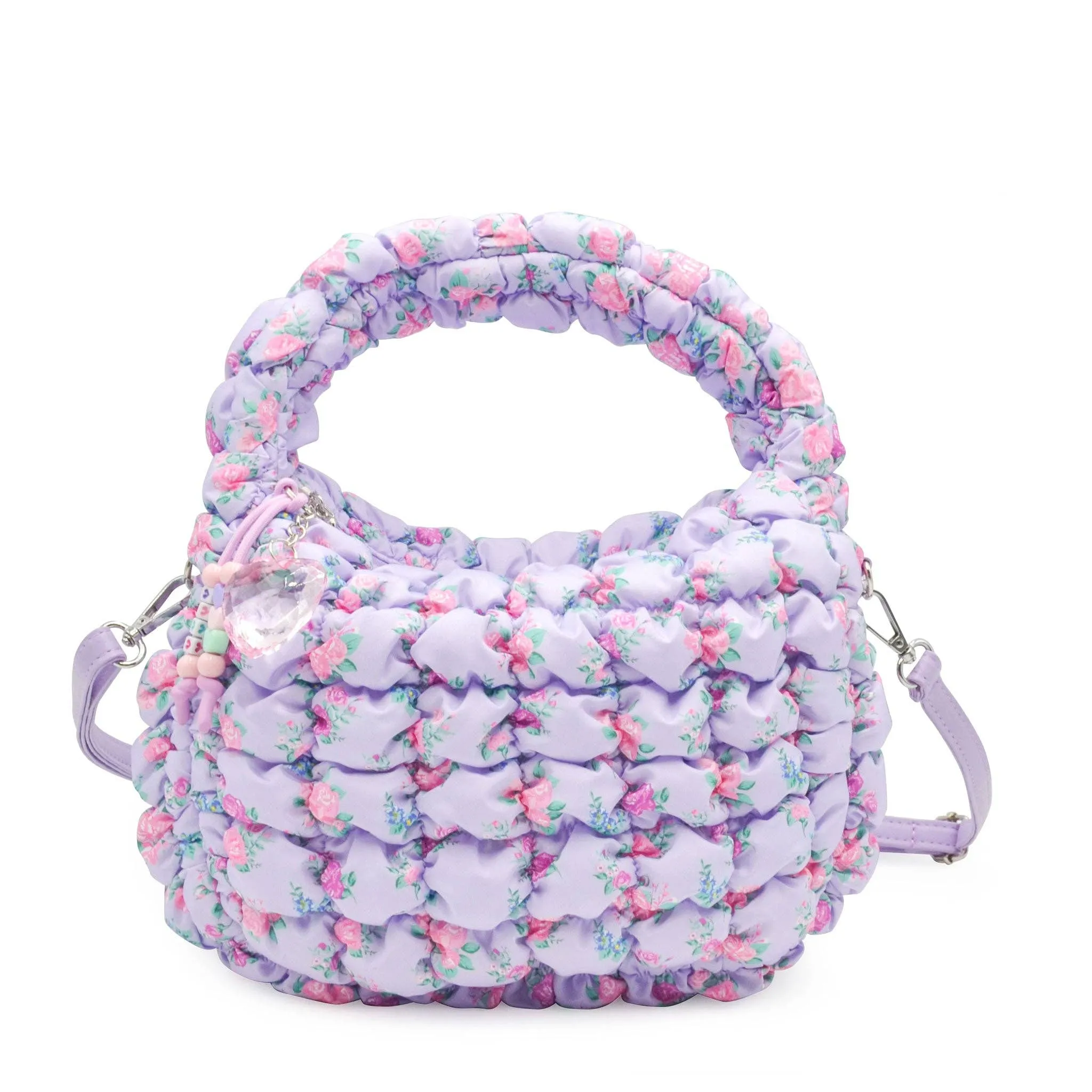 Quilted Scrunchies Floral Printed Mini Hobo Crossbody Bag