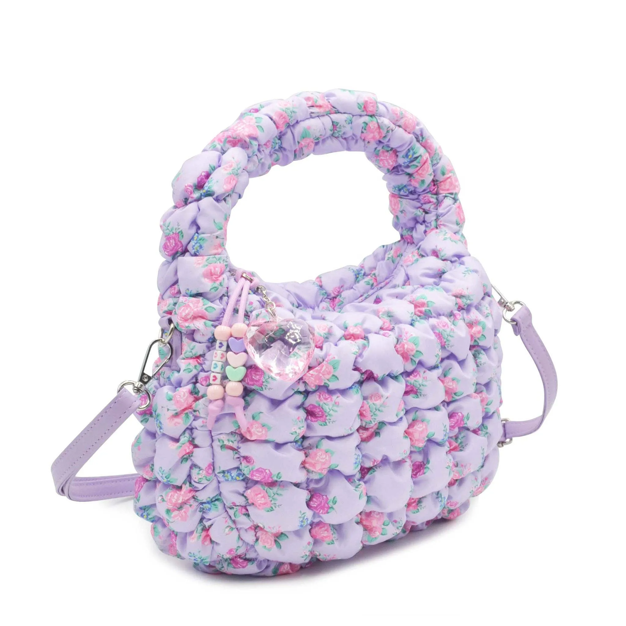 Quilted Scrunchies Floral Printed Mini Hobo Crossbody Bag