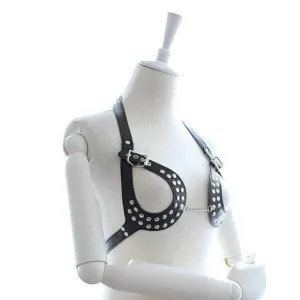 "Dark Passion"  - Fetish Open Breast Body Harness Straps BDSM Erotic Cupless Studded Chains Teasing Sex Slave