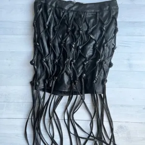 RARE Hot &amp; Delicious Black Faux Leather Net Mini Skirt L