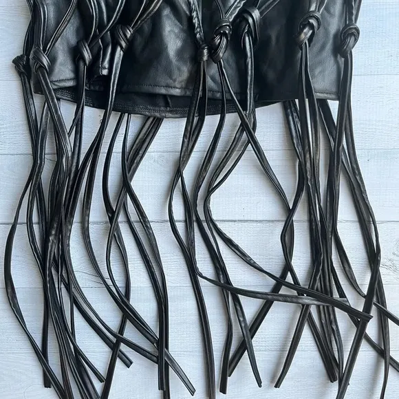 RARE Hot &amp; Delicious Black Faux Leather Net Mini Skirt L