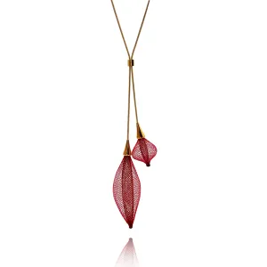 Red Adjustable Nylon Large Bulb Necklace