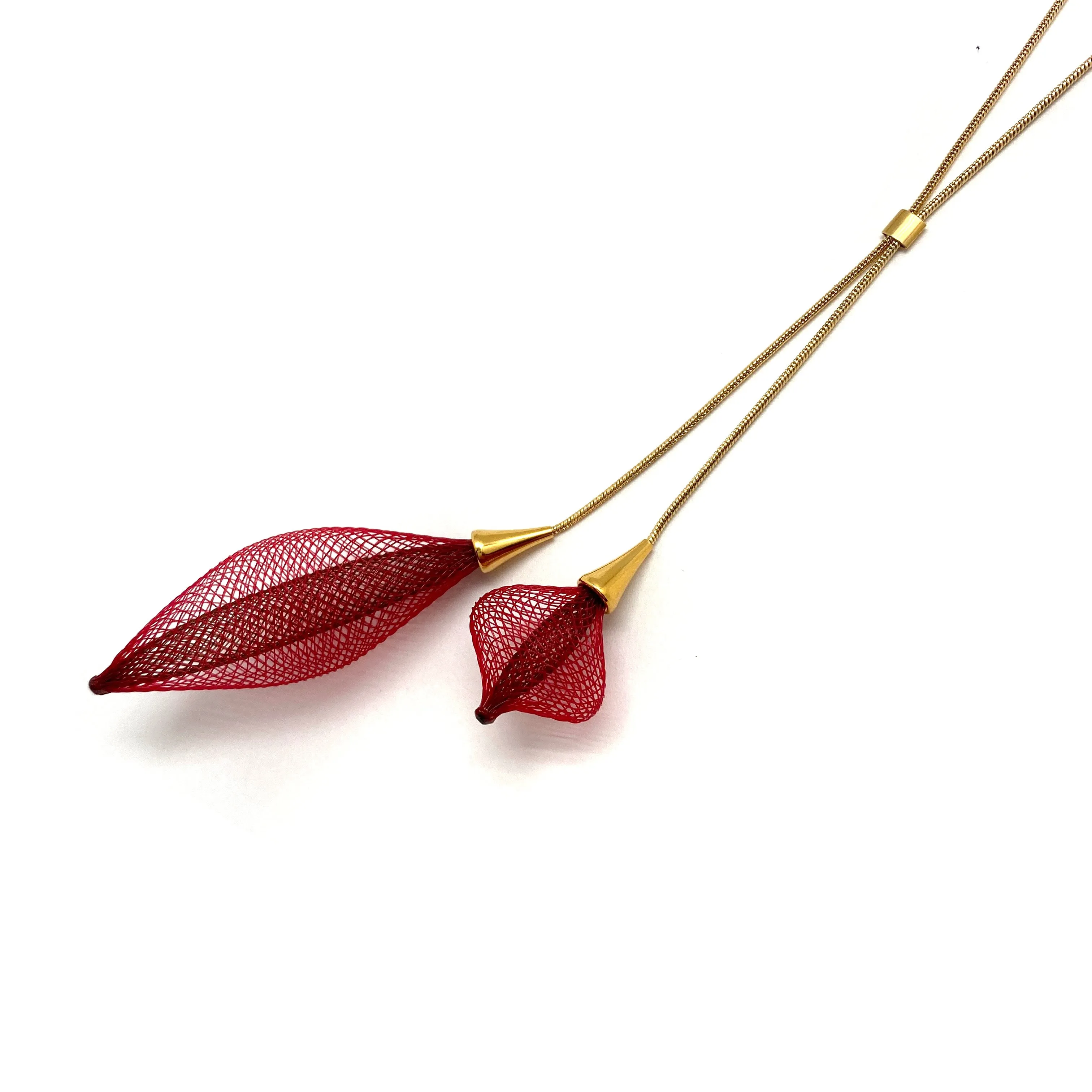 Red Adjustable Nylon Large Bulb Necklace