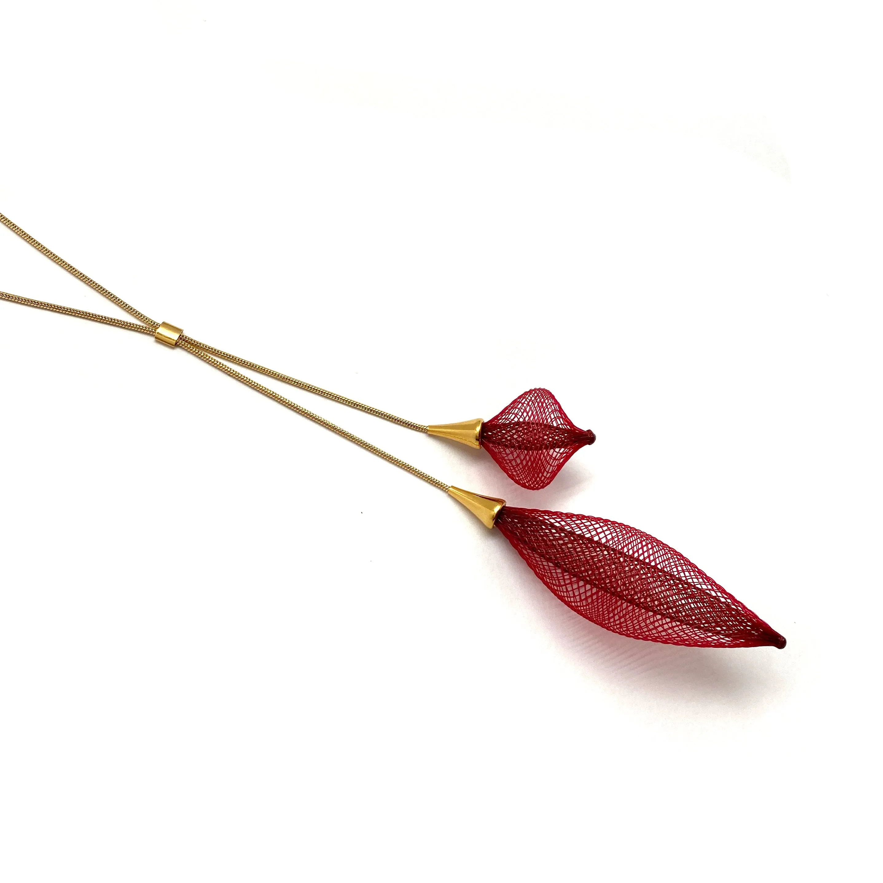 Red Adjustable Nylon Large Bulb Necklace