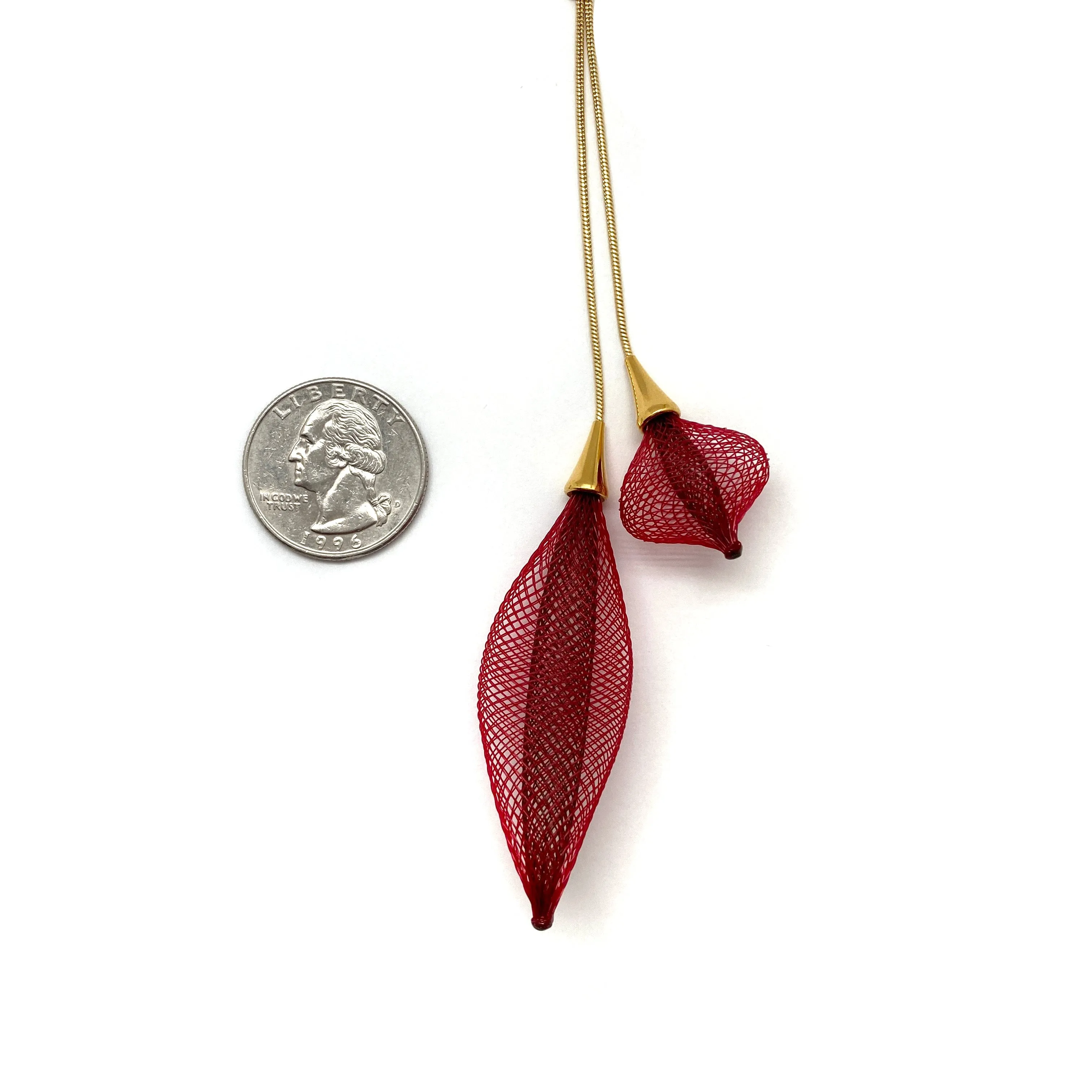 Red Adjustable Nylon Large Bulb Necklace