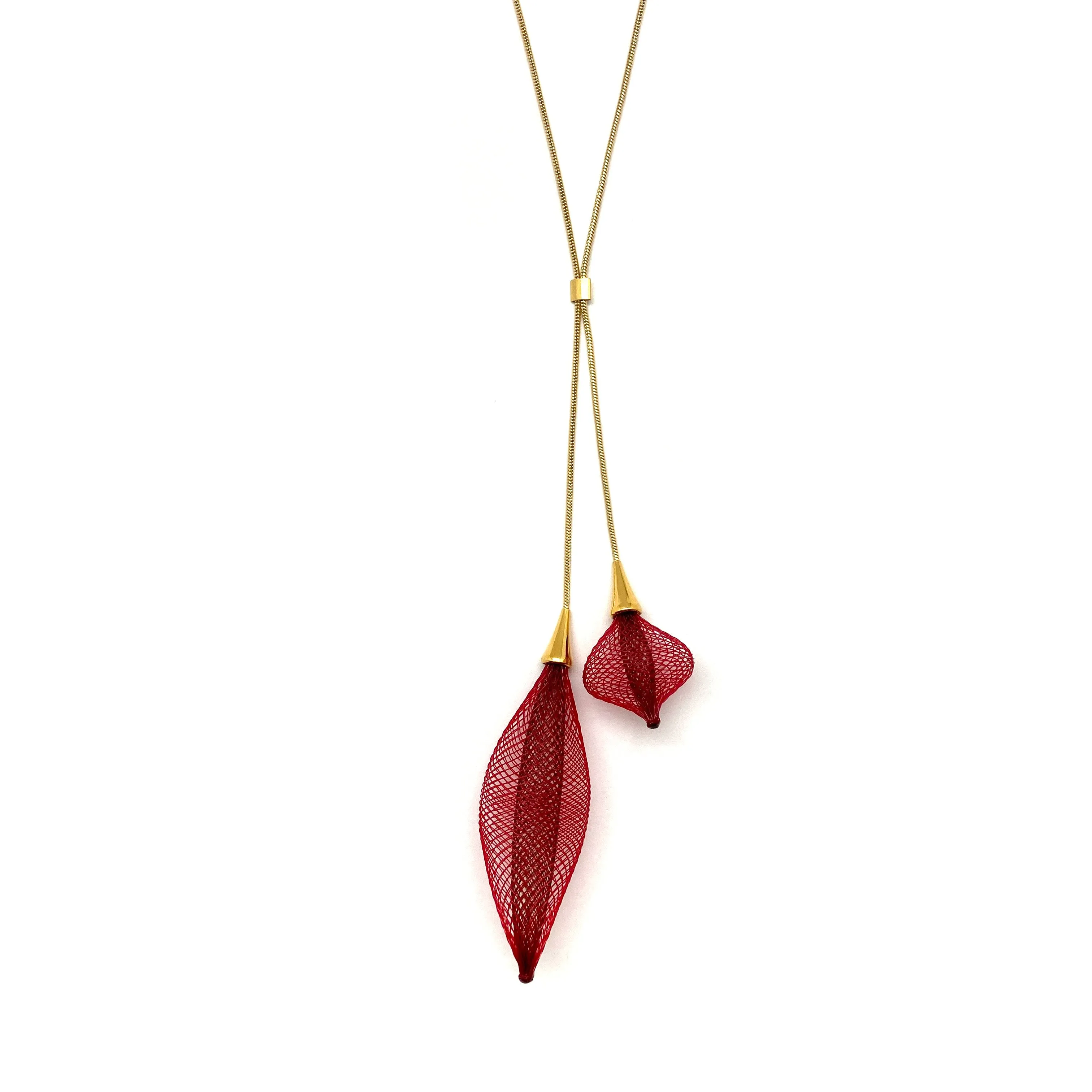 Red Adjustable Nylon Large Bulb Necklace