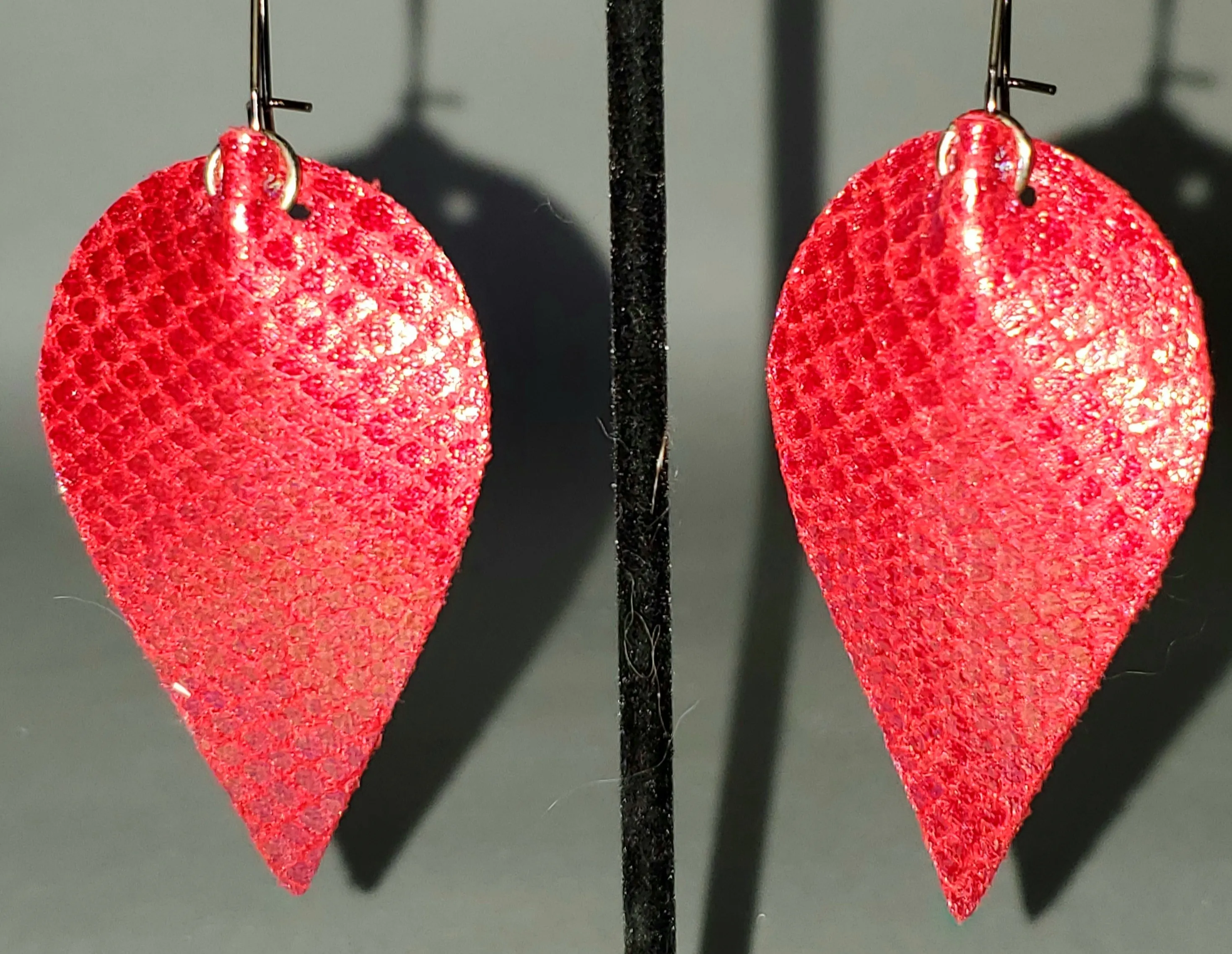 Red & Gold Scales Drop Earrings