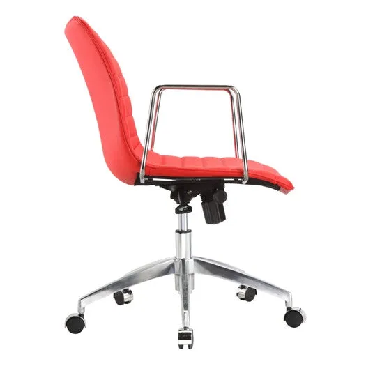 Red Faux Leather Upholstered Mid-century Modern Mid-Back Office Chair