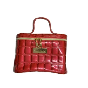 Red Faux Quilted Train Case