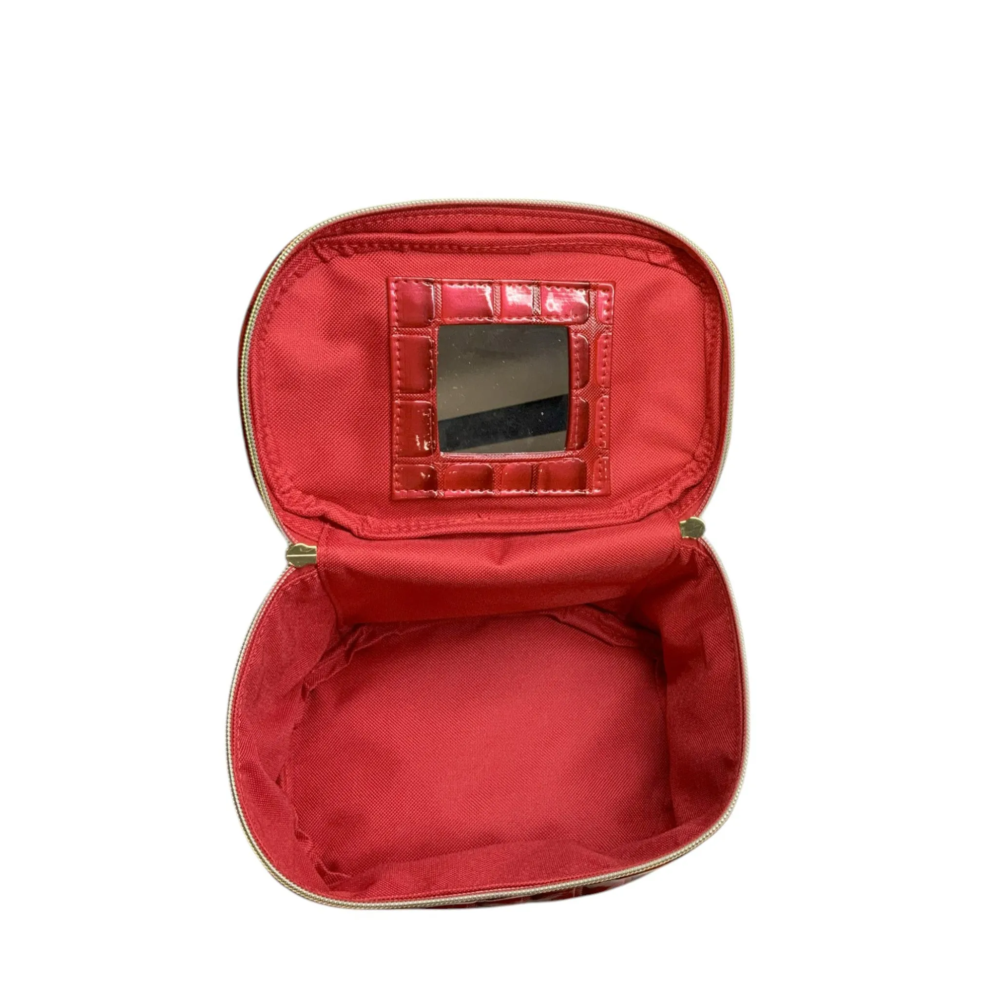 Red Faux Quilted Train Case
