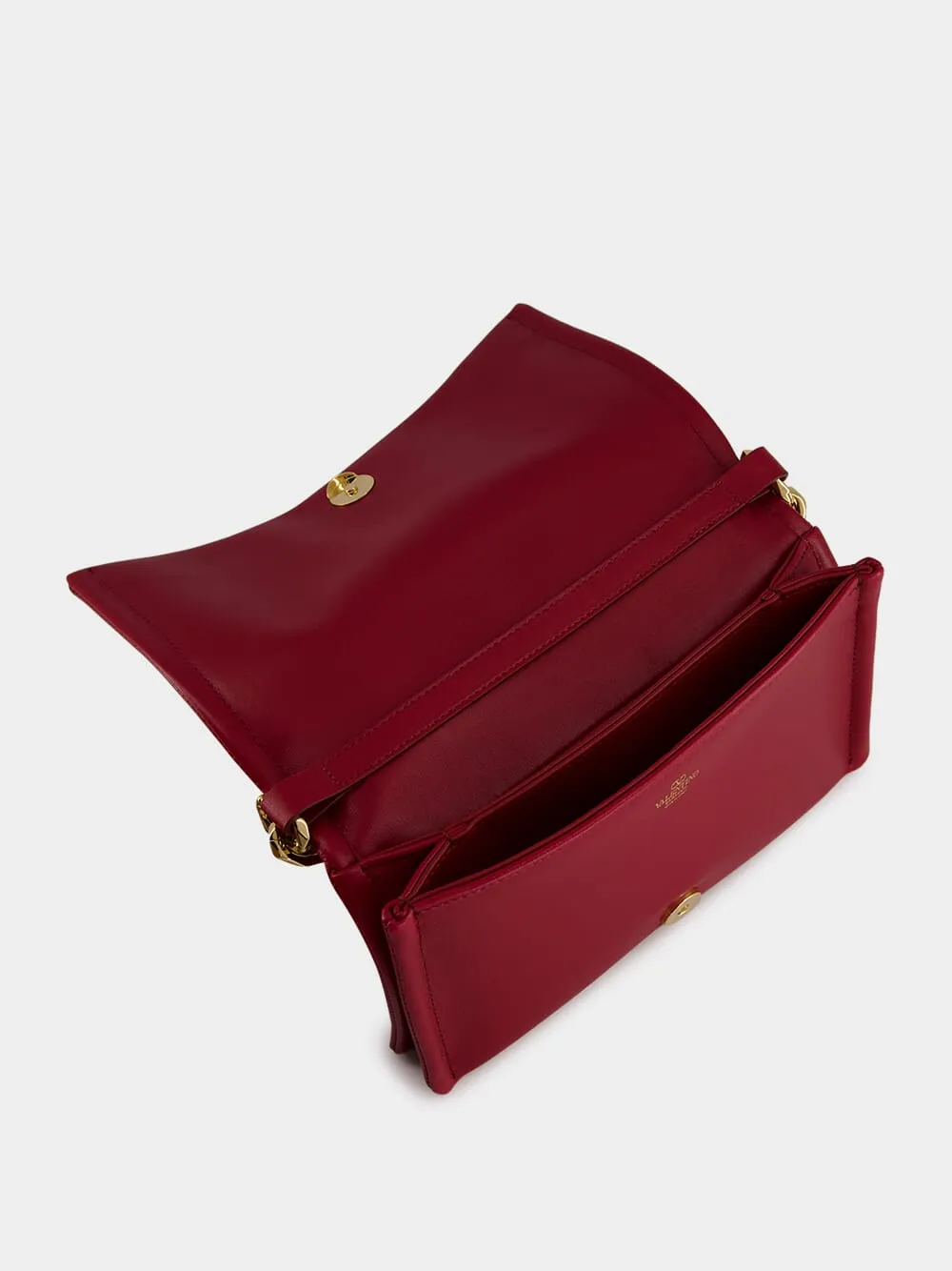 Red Nappa Leather Mini VLogo Chain Clutch