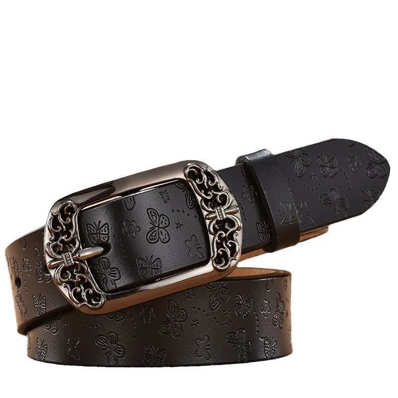 Retro Pin Buckle Printed Belt