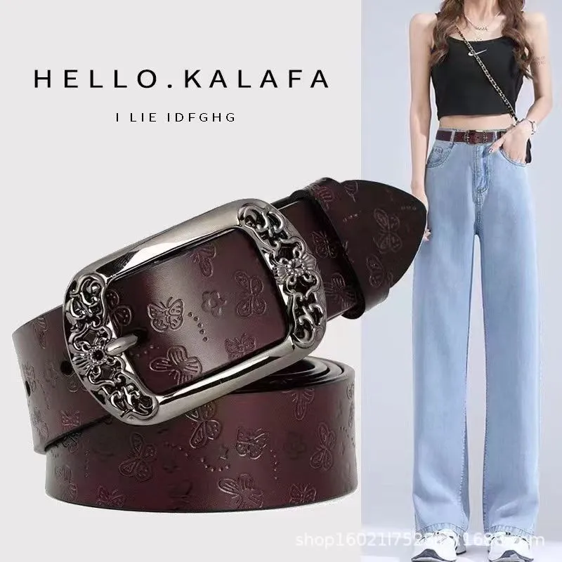 Retro Pin Buckle Printed Belt