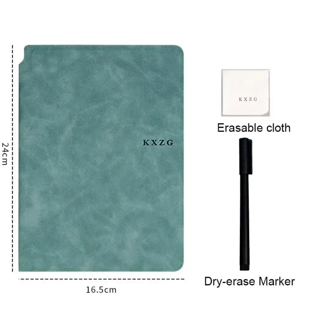 Reusable Whiteboard Notebook Set With Whiteboard Pen Erasing Cloth Leather Memo Pad Weekly Planner Portable Stylish Office Students