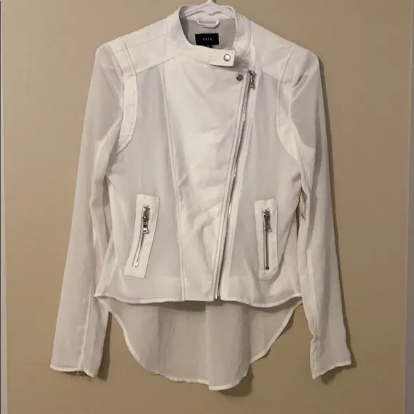 Revolve Akira Fate White Faux Leather &amp; Sheer Jacket, Small, NWT
