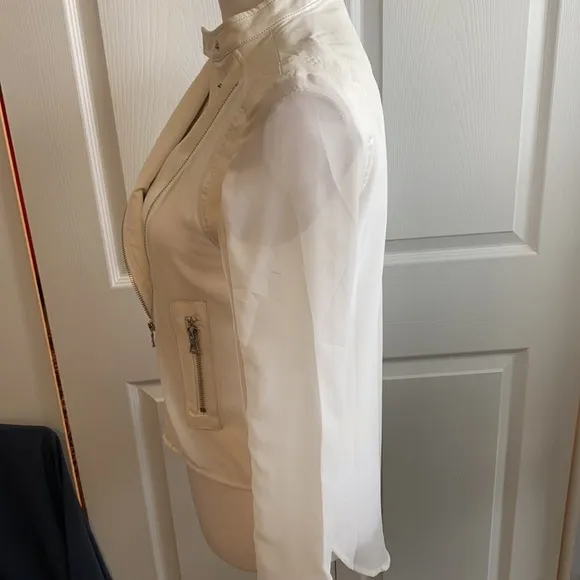 Revolve Akira Fate White Faux Leather &amp; Sheer Jacket, Small, NWT