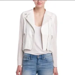 Revolve Akira Fate White Faux Leather &amp; Sheer Jacket, Small, NWT