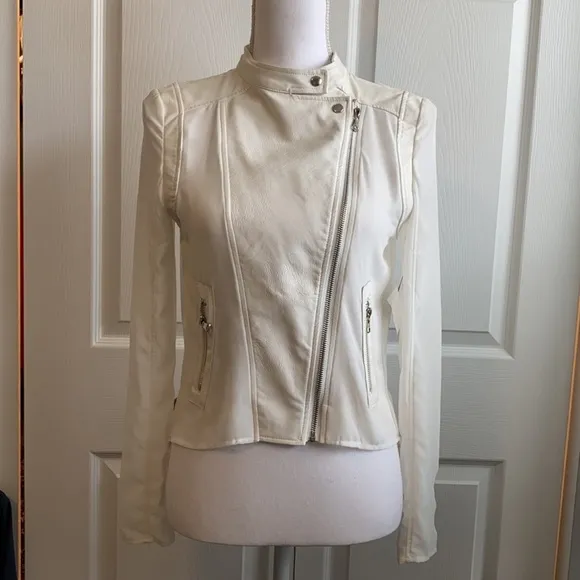 Revolve Akira Fate White Faux Leather &amp; Sheer Jacket, Small, NWT