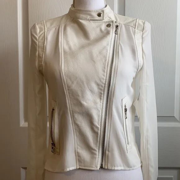 Revolve Akira Fate White Faux Leather &amp; Sheer Jacket, Small, NWT