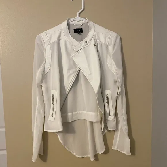 Revolve Akira Fate White Faux Leather &amp; Sheer Jacket, Small, NWT