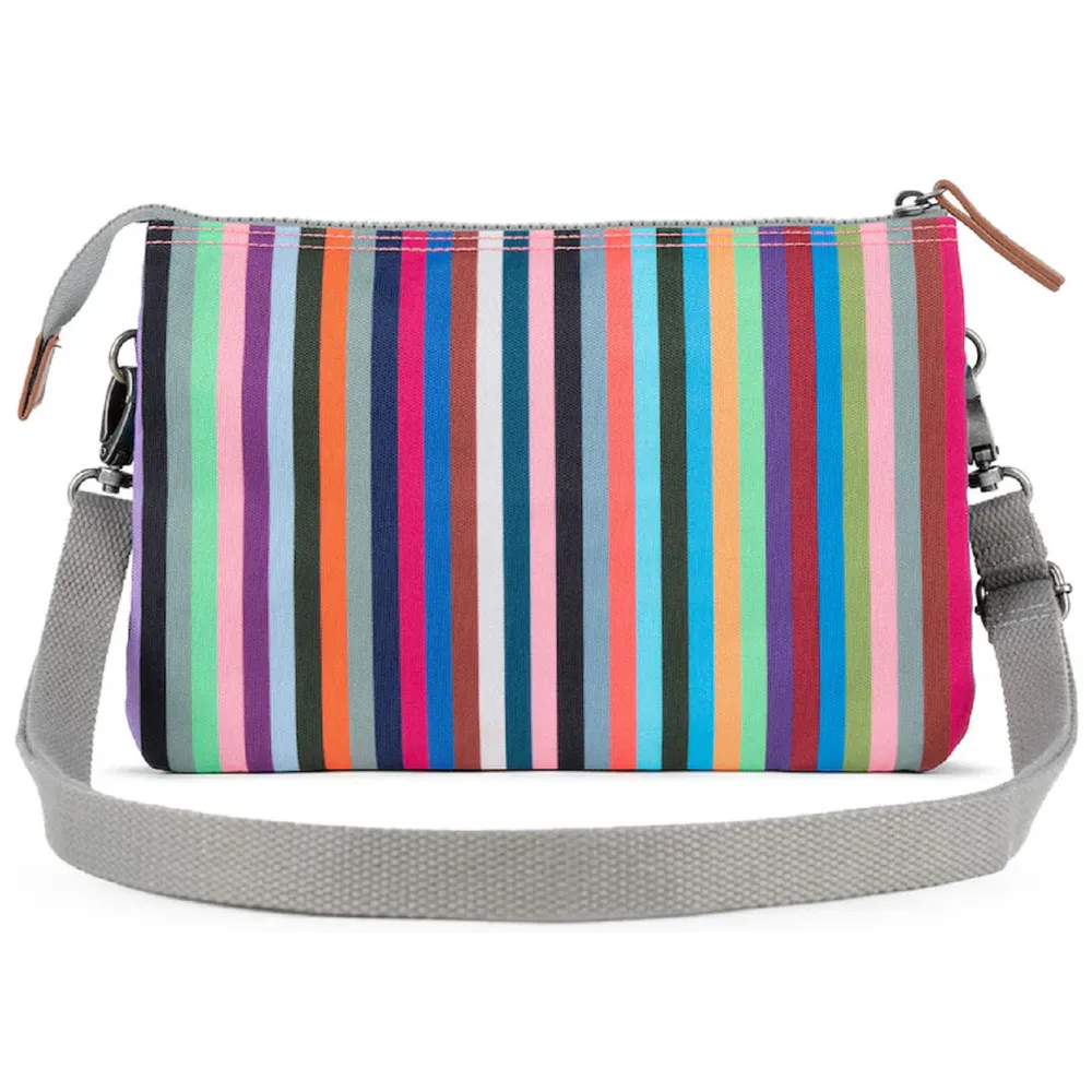 Roka Carnaby Crossbody XL Recycled Canvas Multi Stripe Bag
