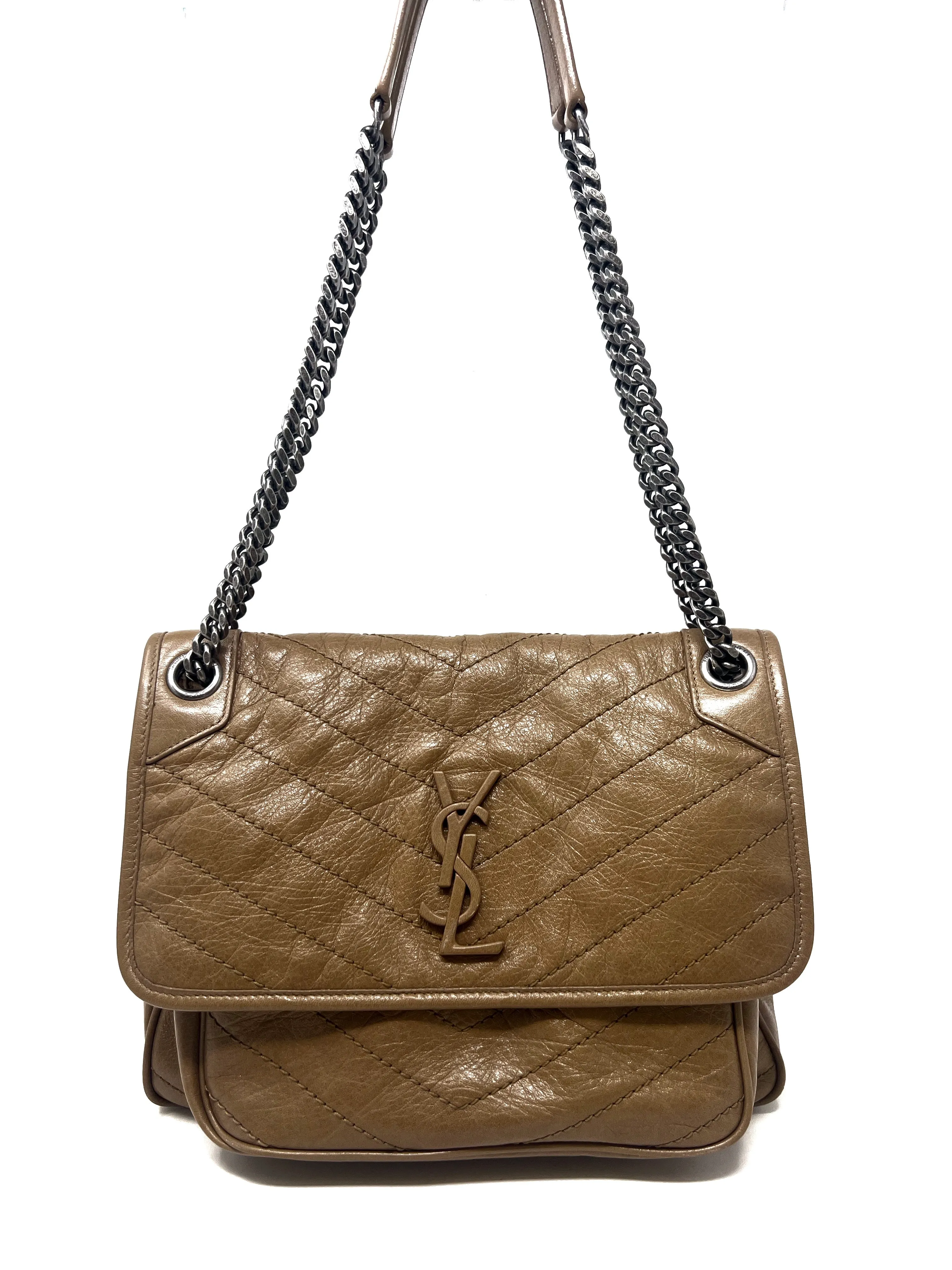 Saint Laurent '21 'Niki' MD Vintage Leather Logo Flap Bag