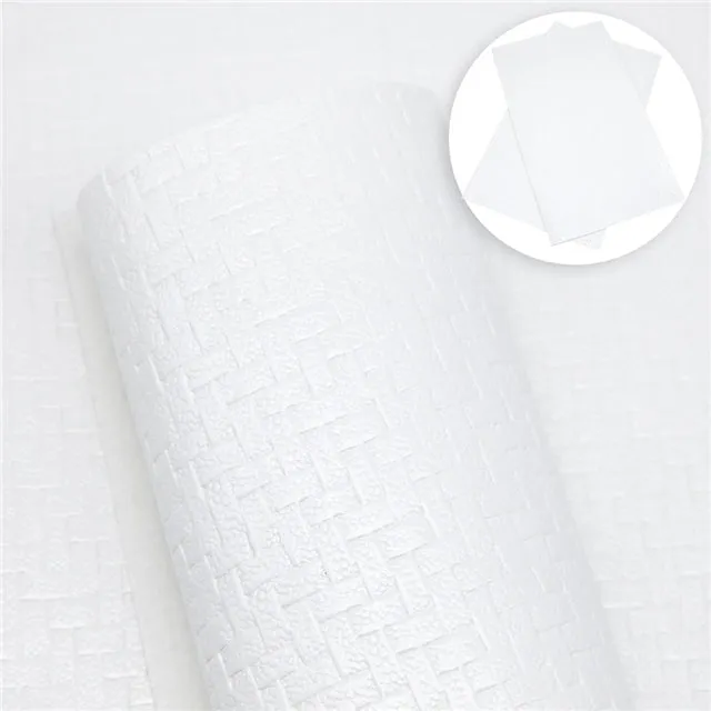 SALE Basket Weave • White • Textured Vegan Faux Leather • 0.84mm