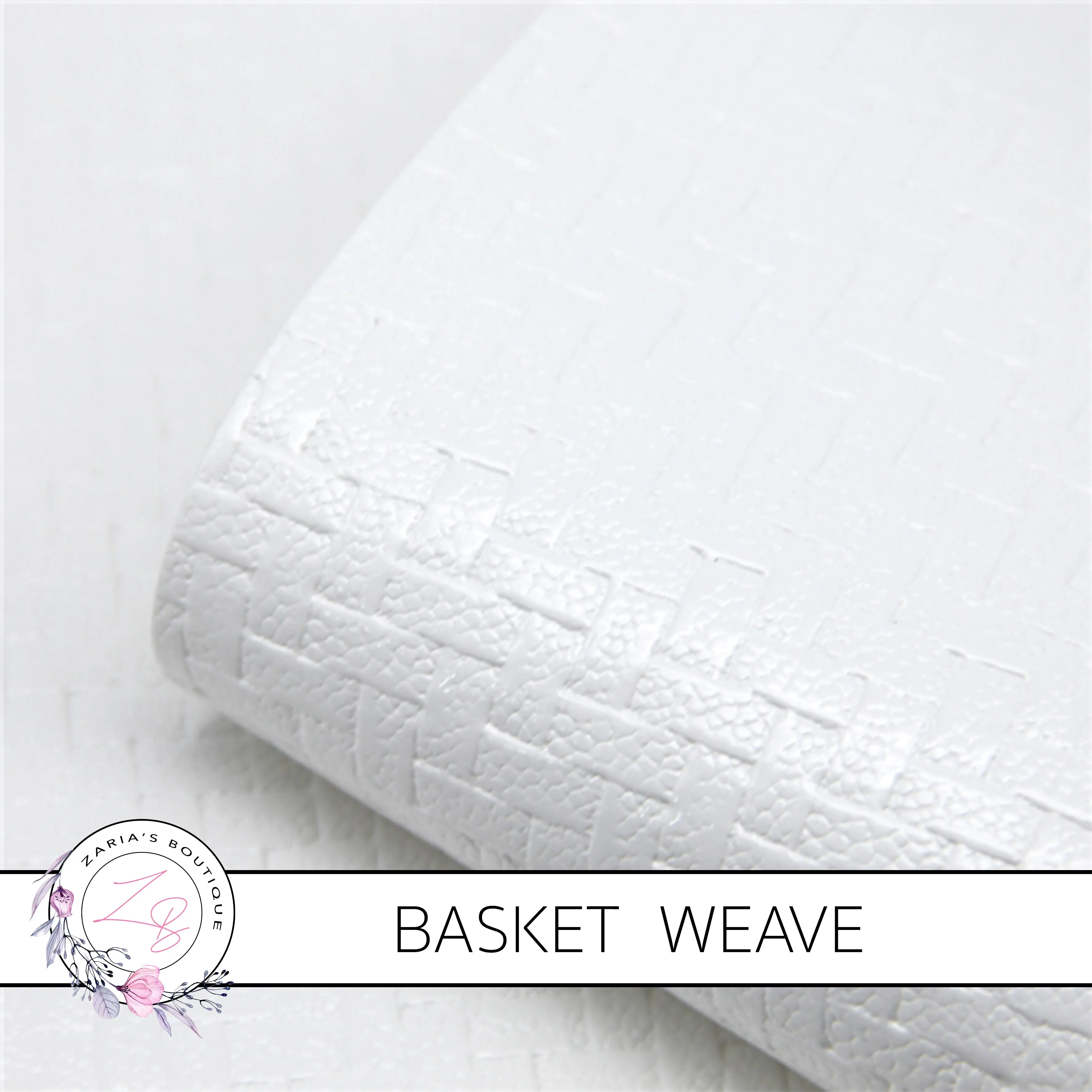 SALE Basket Weave • White • Textured Vegan Faux Leather • 0.84mm