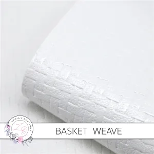 SALE Basket Weave • White • Textured Vegan Faux Leather • 0.84mm