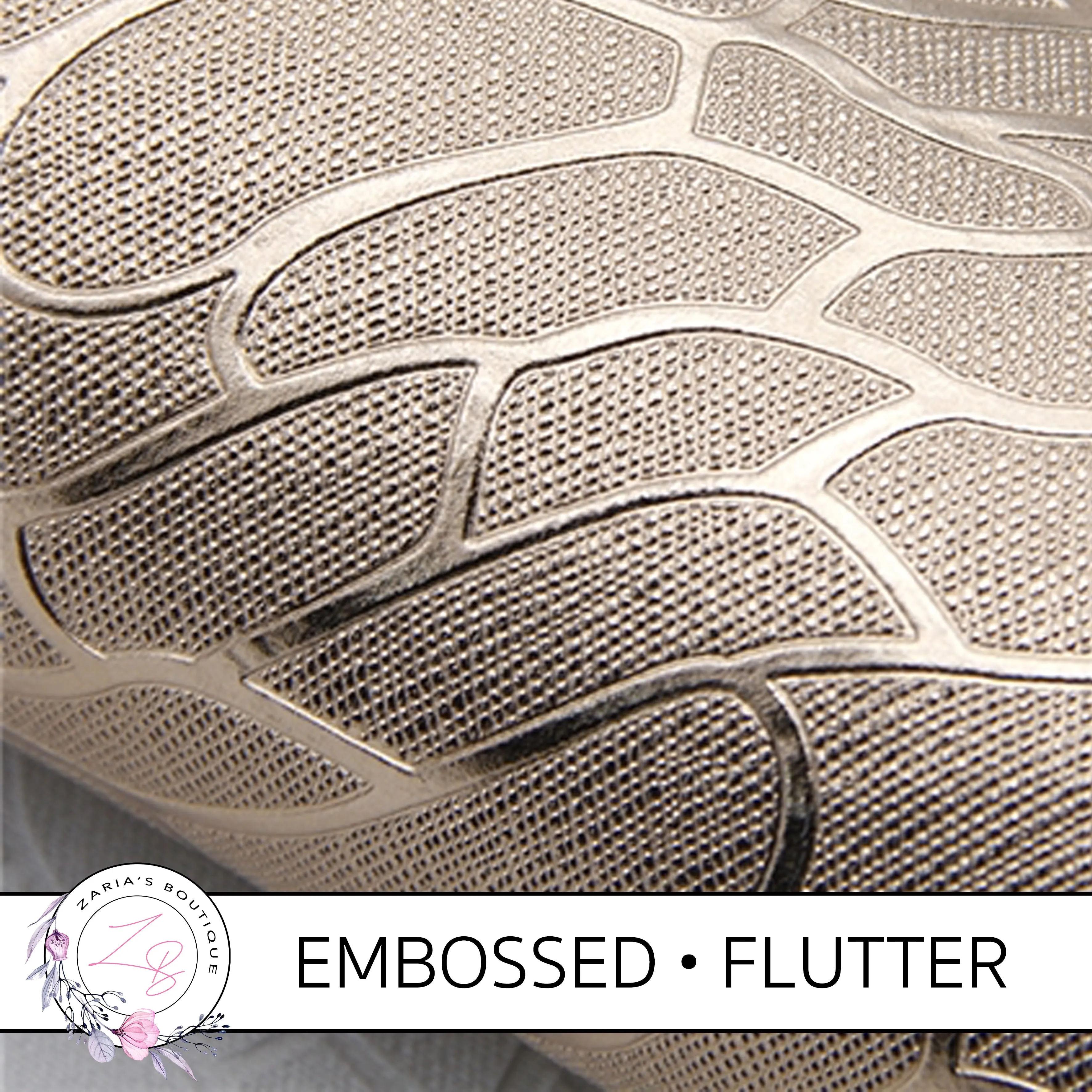 SALE Embossed Flutter Wing • Metallic Champagne Gold Textured Craft Fabric