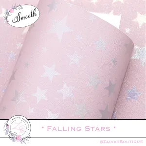 SALE ⋅ Falling Stars ⋅ Metallic Pearl Baby Pink ⋅ Vegan Synthetic Bow Leather Leatherette