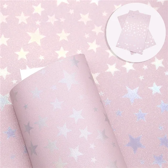 SALE ⋅ Falling Stars ⋅ Metallic Pearl Baby Pink ⋅ Vegan Synthetic Bow Leather Leatherette