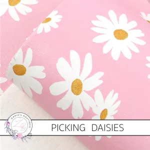 SALE Picking Daisies ~ Pink Floral Faux Leather ~ 1mm