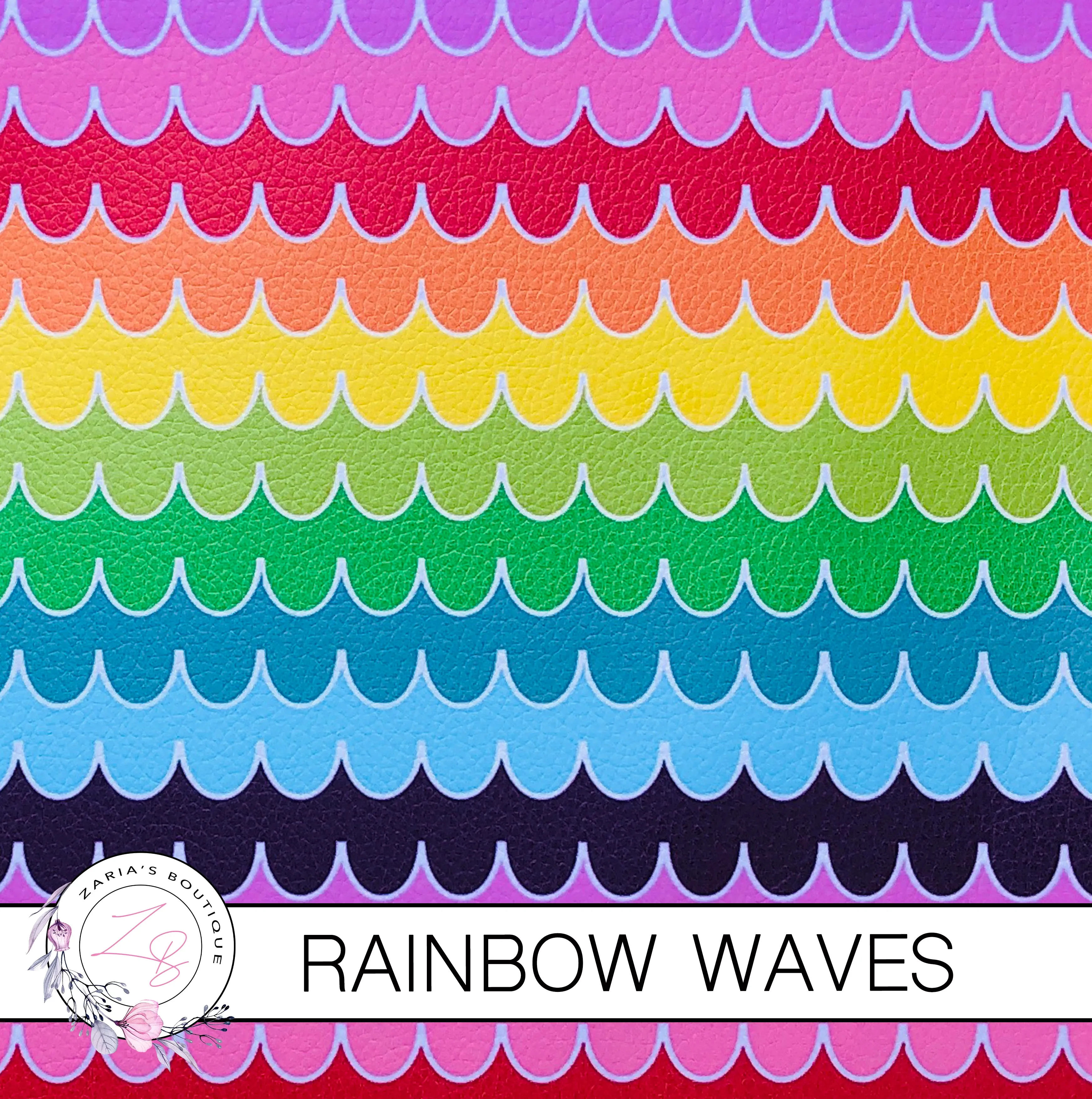 SALE Rainbow Waves ~ Faux Leather ~ 1mm