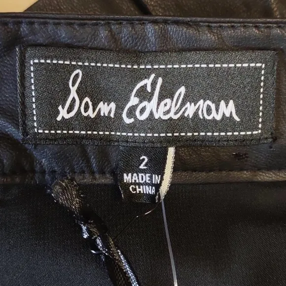 Sam Edelman Faux Leather Pleated Shorts Black 2