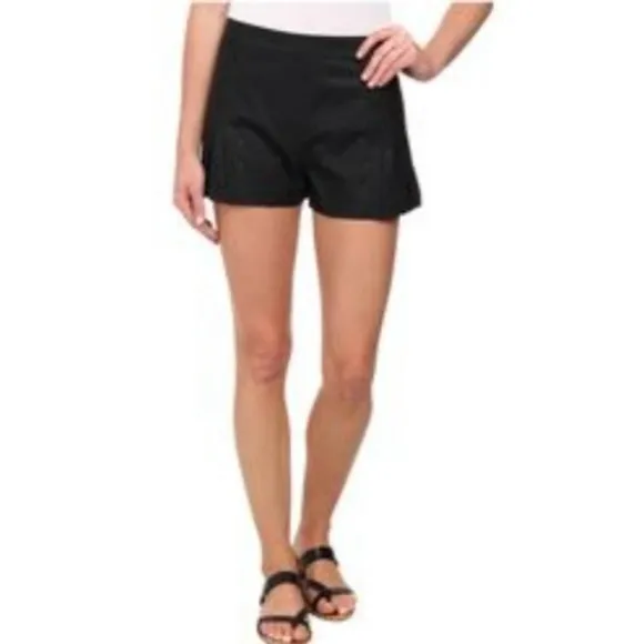 Sam Edelman Faux Leather Pleated Shorts Black 2