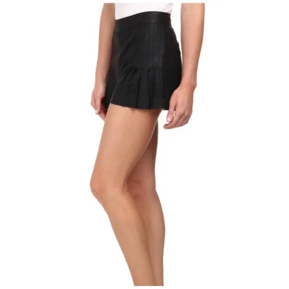 Sam Edelman Faux Leather Pleated Shorts Black 2