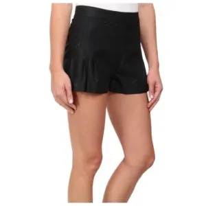 Sam Edelman Faux Leather Pleated Shorts Black 2
