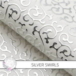 Silver Swirls ~ Textured & Embossed Faux Leather ~ 0.74mm