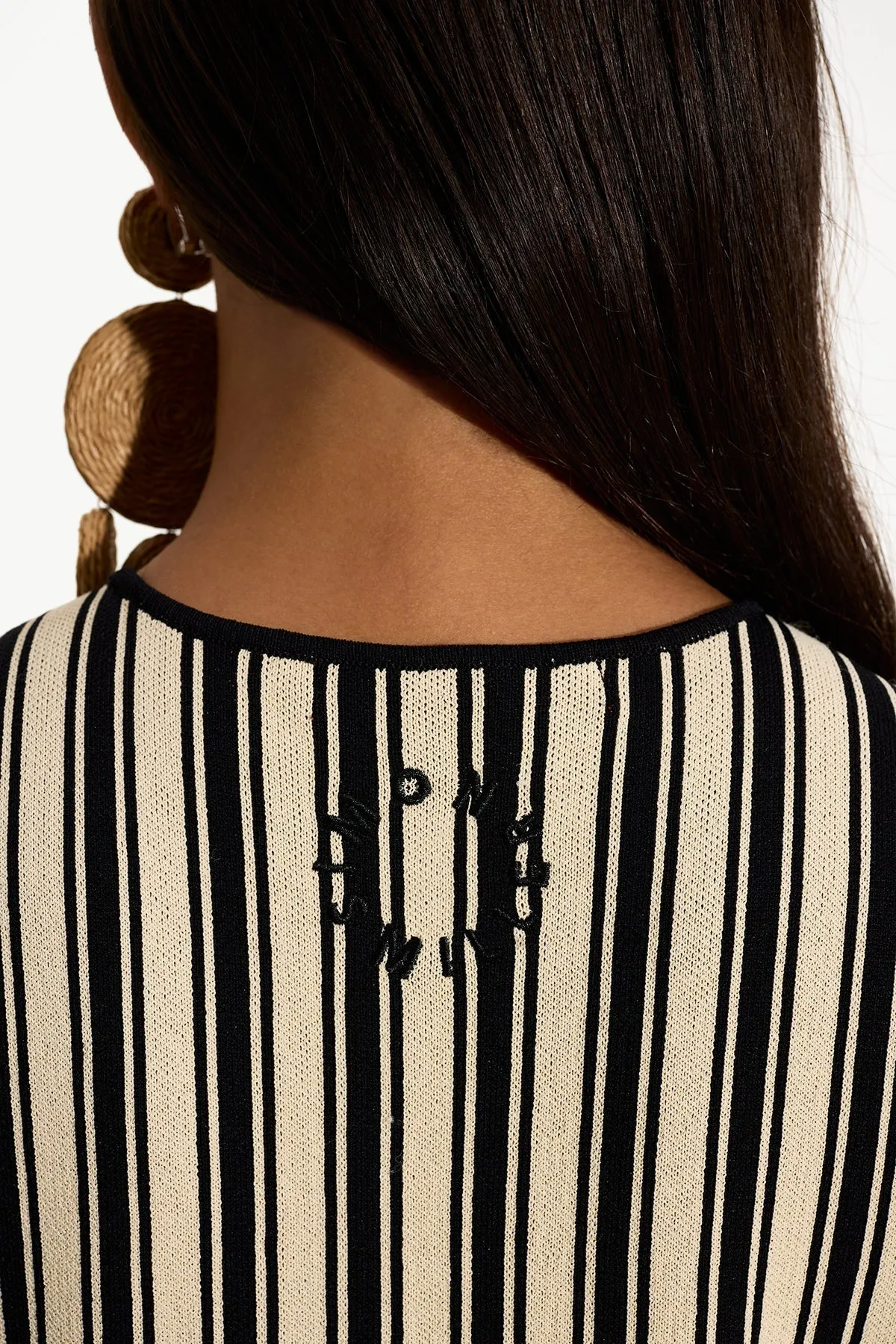 SIMONMILLER - Knits by Axon Sleeveless Dress - Black/Rice Flour Stripe