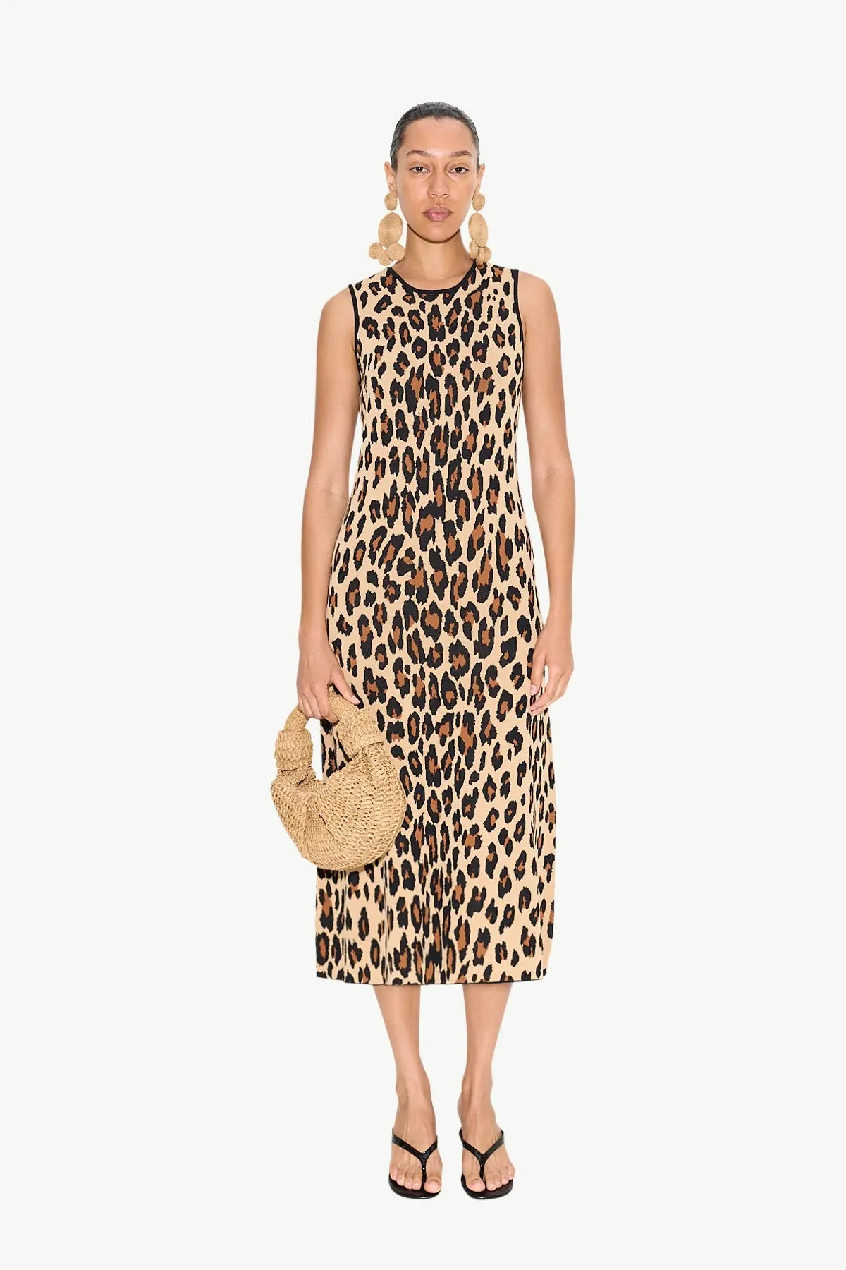 SIMONMILLER - Knits by Axon Sleeveless Dress - Black/Rice Flour Stripe