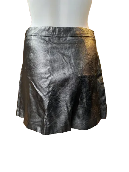 Six Crisp Days Black PU Leather Skirt