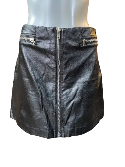 Six Crisp Days Black PU Leather Skirt