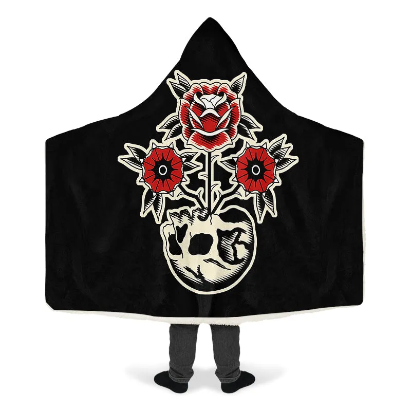 Skull Flowers Hooded Blankets